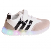 Dětské tenisky svítící se špičkou pruhy černé