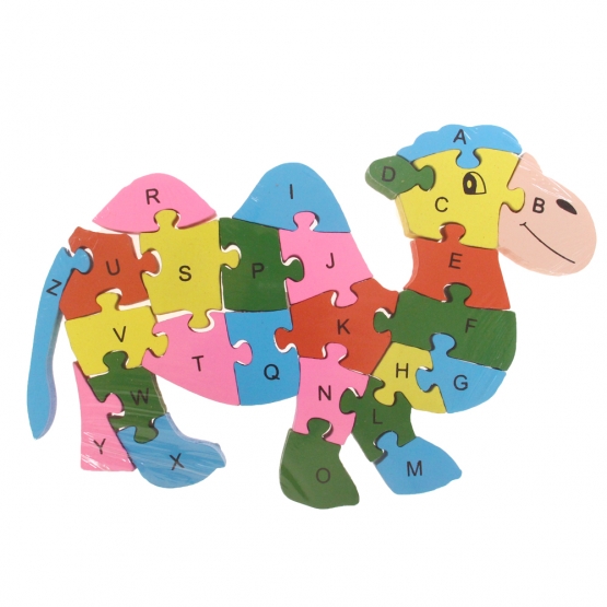 Vzdělávací dřevěné puzzle velbloud