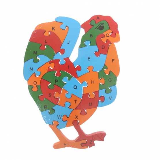 Vzdělávací dřevěné puzzle kohout