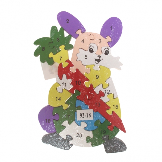 Vzdělávací dřevěné puzzle králíček s mrkví