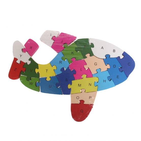 Vzdělávací dřevěné puzzle letadlo var.2