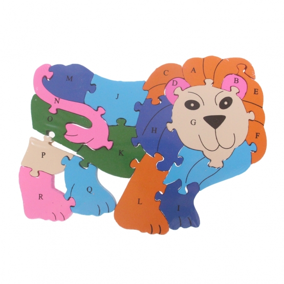 Vzdělávací dřevěné puzzle lev var.2
