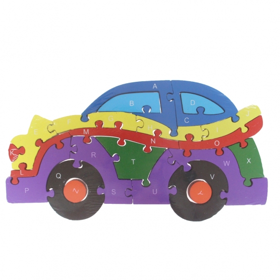 Vzdělávací dřevěné puzzle auto var.2