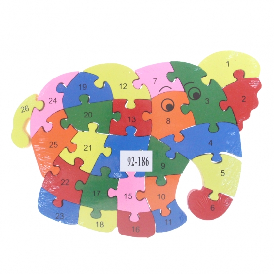 Vzdělávací dřevěné puzzle slon var.1