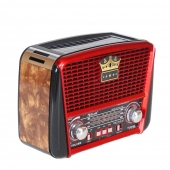 Přenosné 3pásmové solární rádio hnědo-červené KORUNA