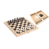 Dřevěná šachová sada 3v1