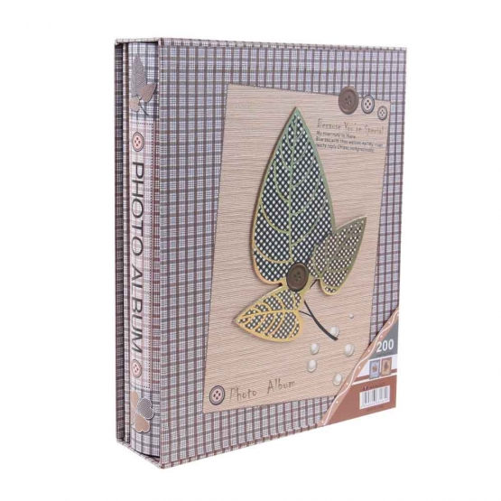 Fotoalbum knoflík na 200 fotek hnědé