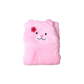 Dětská deka Happy Baby růžová – medvídek s kytičkou