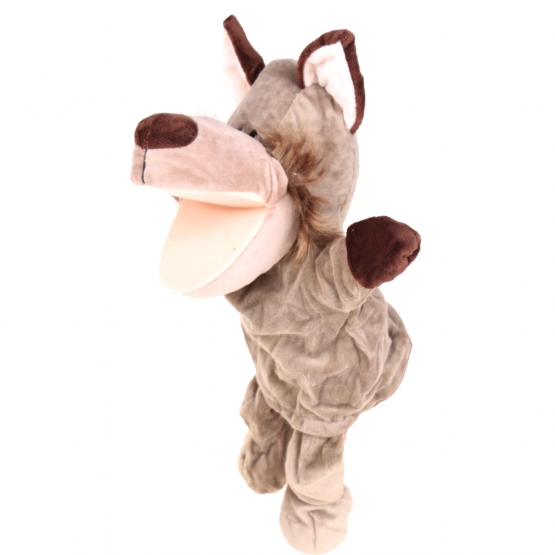 Plyšový maňásek s nohama na ruku vlk