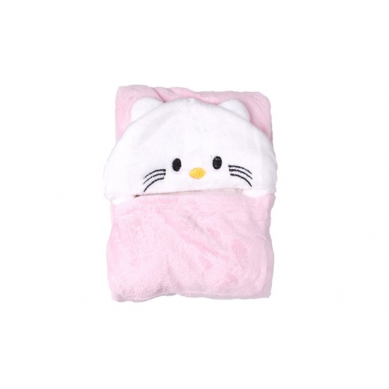 Dětská deka Happy Baby bílo-růžová – kočička