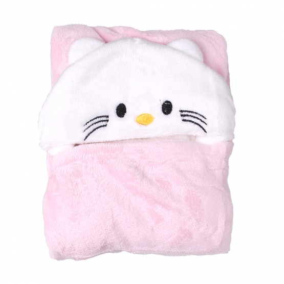 Dětská deka Happy Baby bílo-růžová – kočička