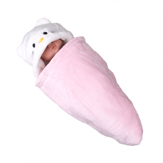 Dětská deka Happy Baby bílo-růžová – kočička
