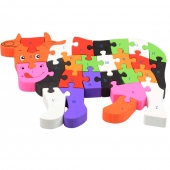 Vzdělávací dřevěné puzzle kráva