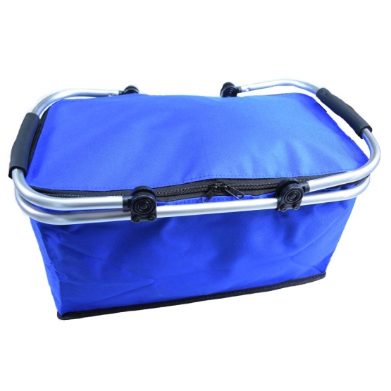 Termo skládací nákupní košík s víkem modrý