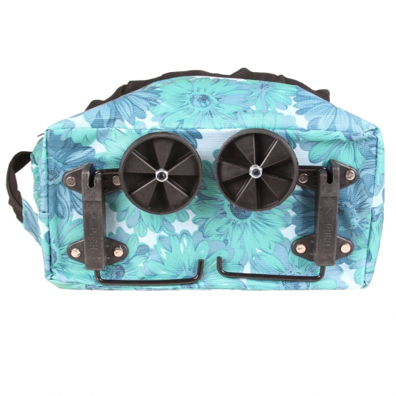 Nákupní taška s kolečky modrá s květy