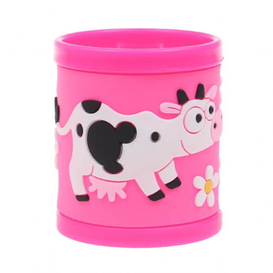Hrnek dětský plastový (růžový kravička)