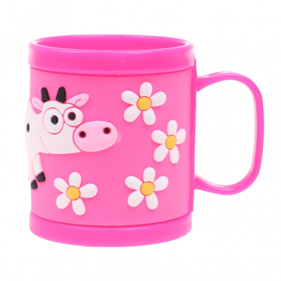 Hrnek dětský plastový (růžový kravička)