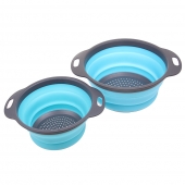 Skládací silikonové cedníky 2 ks šedo-modré