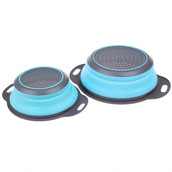Skládací silikonové cedníky 2 ks šedo-modré
