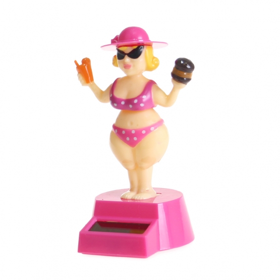 Solární tančící dekorace madam s kloboukem růžová