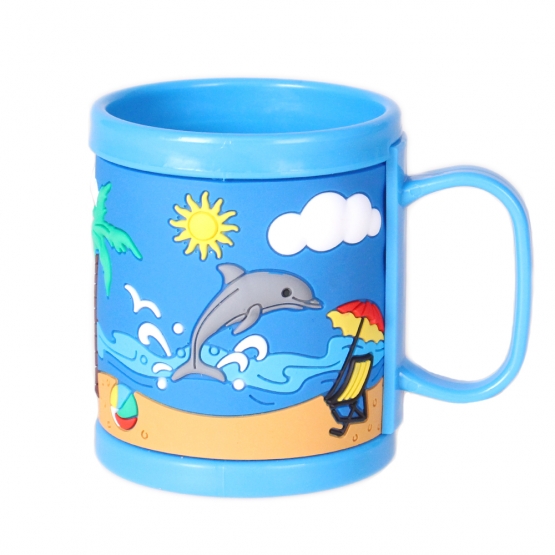 Hrnek dětský plastový (modrý s delfínem)