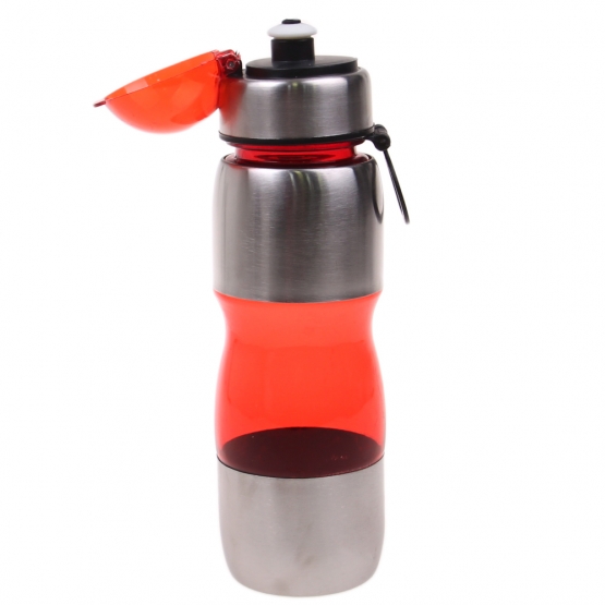 Láhev na pití s plastovým poutkem červená