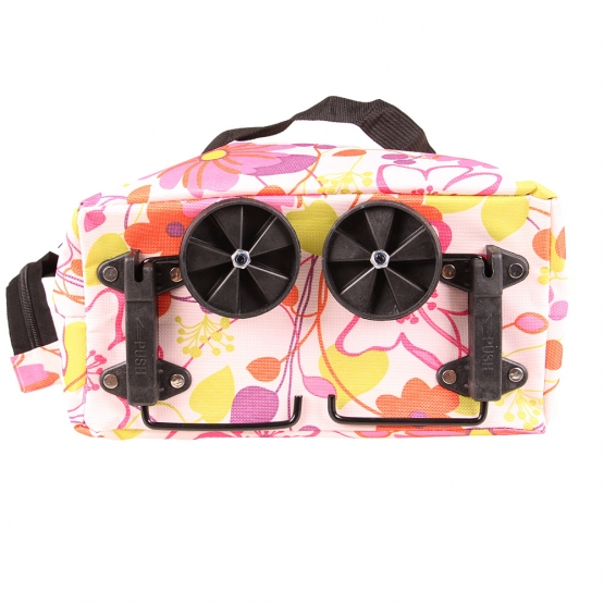 Nákupní taška s kolečky růžové květy