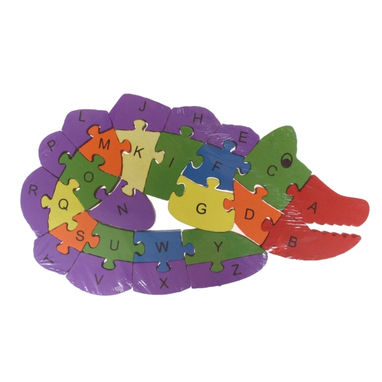 Vzdělávací dřevěné puzzle krokodýl var.2