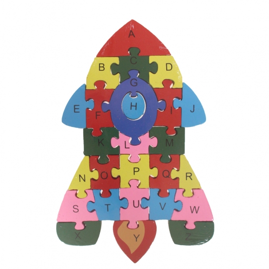 Vzdělávací dřevěné puzzle raketa