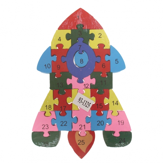 Vzdělávací dřevěné puzzle raketa