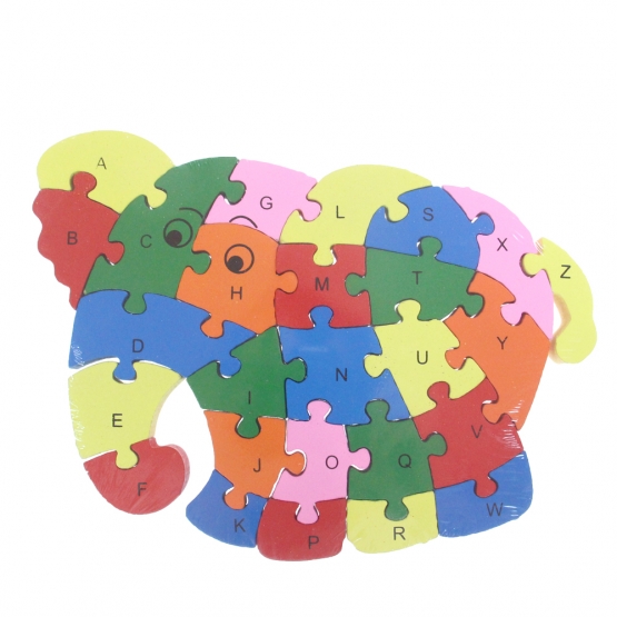 Vzdělávací dřevěné puzzle slon var.1
