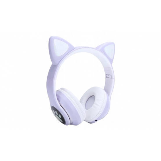 Bezdrátová sluchátka s kočičíma ušima fialová