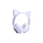 Bezdrátová sluchátka s kočičíma ušima fialová