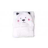 Dětská deka Happy Baby bílá – medvídek s tváří