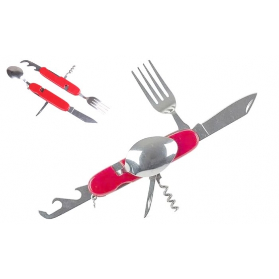 Multifunkční kempingový příbor JIN BIN LI červený