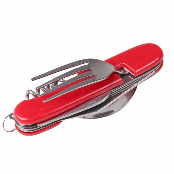 Multifunkční kempingový příbor JIN BIN LI červený