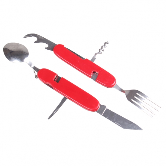 Multifunkční kempingový příbor JIN BIN LI červený