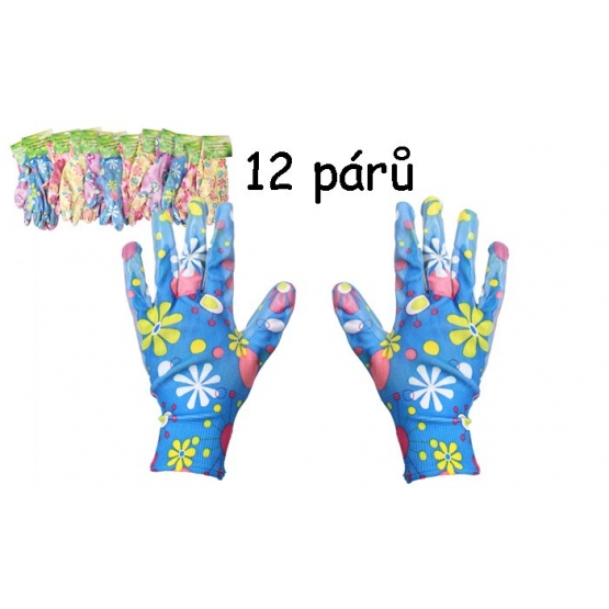 Zahradní rukavice 12 párů mix