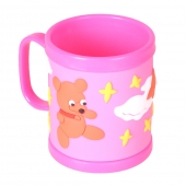 Hrnek dětský plastový (růžový s pejskem a méďou)