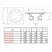 Podlahová vpusť 200x200x115 mm