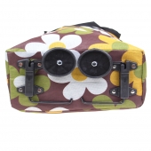 Nákupní taška s kolečky hnědá s květy