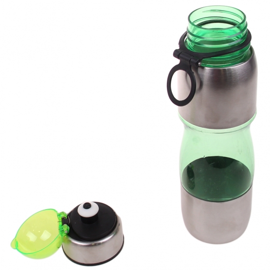 Láhev na pití s plastovým poutkem zelená