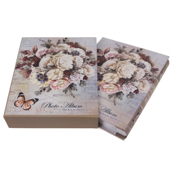 Fotoalbum s kyticí na 200 fotografií béžové