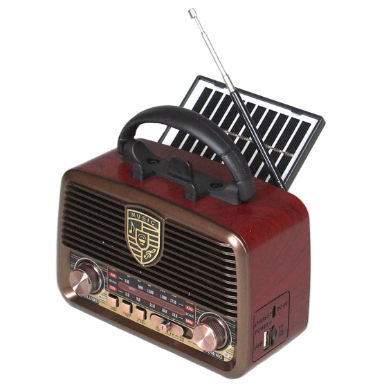 Přenosné 3pásmové solární rádio GOLON hnědé