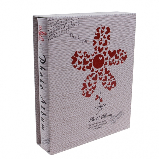 Fotoalbum s květinou na 200 fotografií šedé