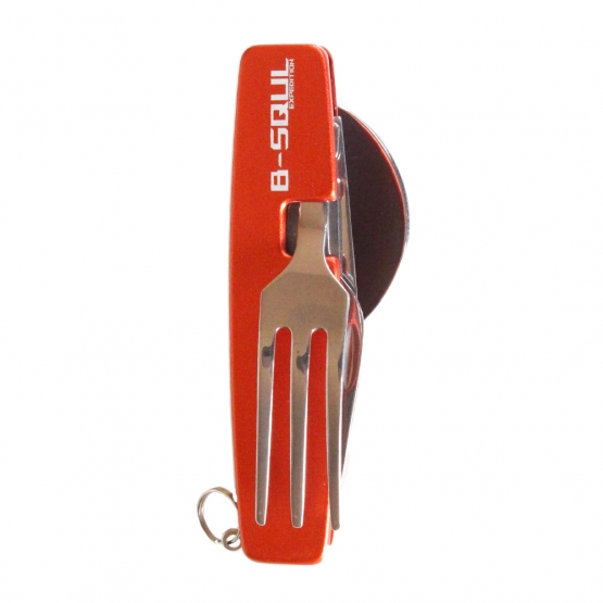 Rozkládací multifunkční kempingový příbor B-SQUL červený