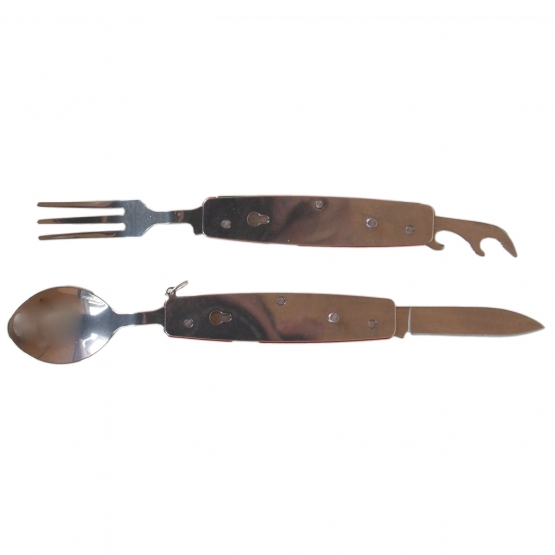 Rozkládací multifunkční kempingový příbor B-SQUL červený