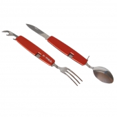 Rozkládací multifunkční kempingový příbor B-SQUL červený