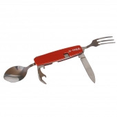 Rozkládací multifunkční kempingový příbor B-SQUL červený