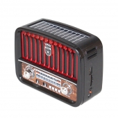 Přenosné 3pásmové solární rádio černo-červené MUSIC
